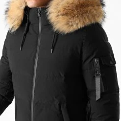 Grosses soldes 👏 Doudoune Capuche Poche Bomber Avec Fourrure Noir Beige de LBO 🛒 -France LBO Soldes Boutique lbo 221053 FAB LBO 1005 BL 25 NOIR BEIGE 20200929T153646 02