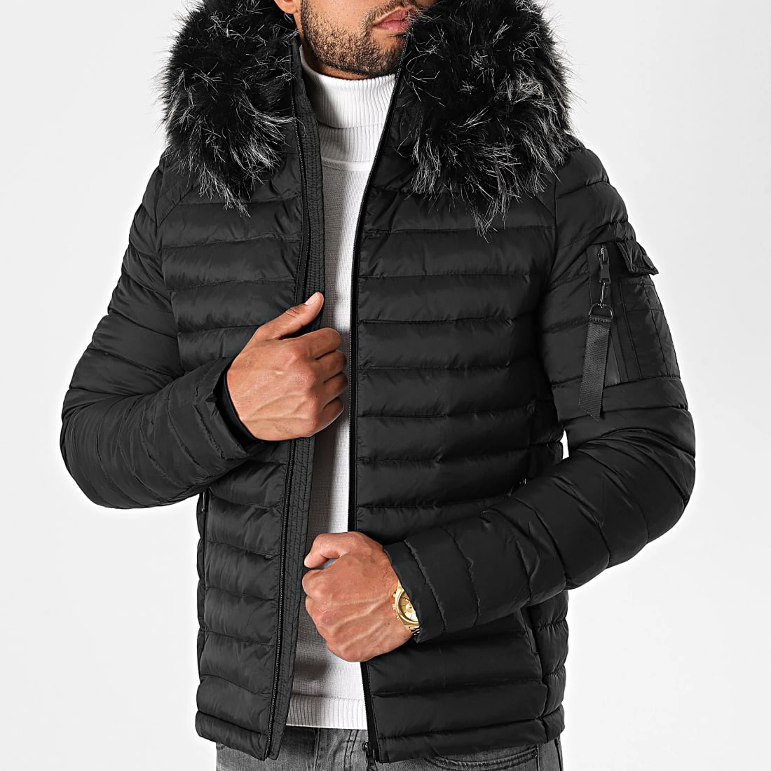 Budget ⭐ Doudoune Capuche Ultralight Avec Fourrure Noir Melange de LBO ⌛ 3 Budget ⭐ Doudoune Capuche Ultralight Avec Fourrure Noir Melange de LBO ⌛