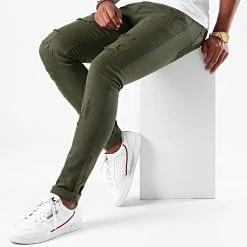 De gros 🧨 Jean Skinny Avec Déchirures LB054K20 Khaki de LBO 🎁 -France LBO Soldes Boutique lbo 221360 FAB LBO LB054K20 KAKIDENIM 20200813T150733 03