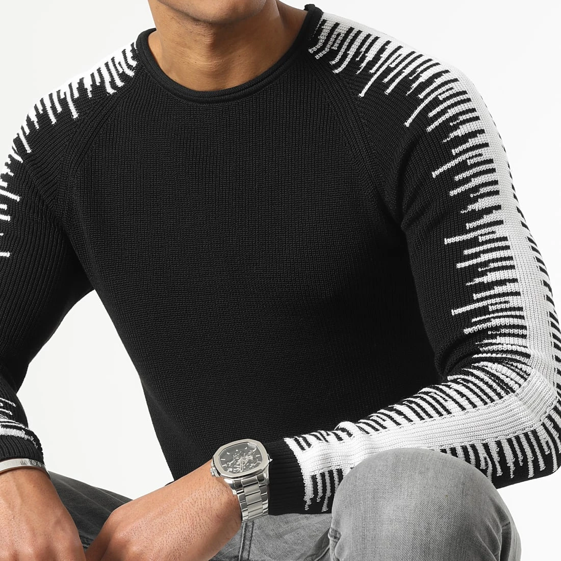 Le moins cher 🛒 Pull JUM-37 Noir Blanc de LBO 🧨 5 Le moins cher 🛒 Pull JUM-37 Noir Blanc de LBO 🧨 – Image 3