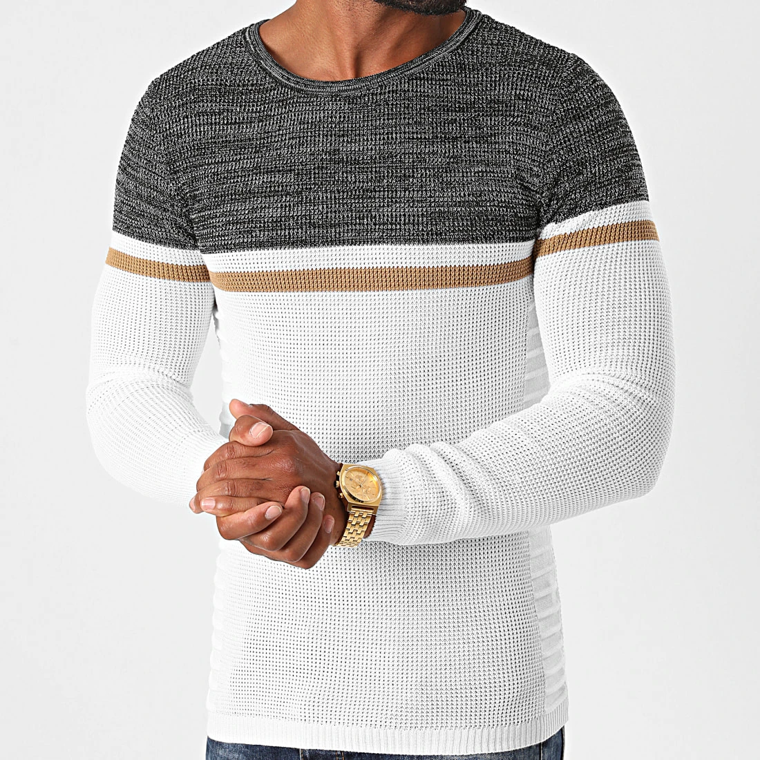 Acheter ⌛ Pull Tricolore JUM-39 Blanc Noir Chiné Marron de LBO 🤩 5 Acheter ⌛ Pull Tricolore JUM-39 Blanc Noir Chiné Marron de LBO 🤩 – Image 3