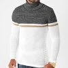 De gros ⭐ Pull Col Roulé Tricolore JUM-40 Blanc Noir Chiné Marron de LBO 😉 -France LBO Soldes Boutique lbo 222376 FAB LBO 1006 JUM 40 20200811T163901 01