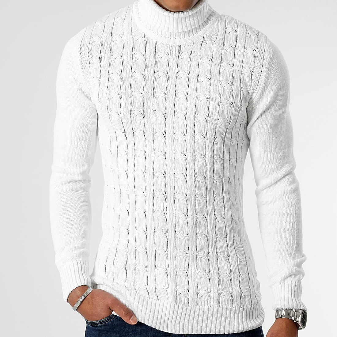 Budget 🧨 Pull Col Roulé Torsades JUM-46 Blanc de LBO ⭐ 3 Budget 🧨 Pull Col Roulé Torsades JUM-46 Blanc de LBO ⭐