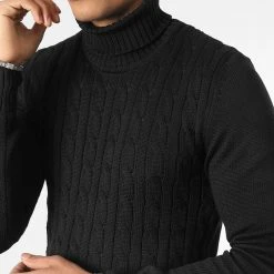 Remise ❤️ Pull Col Roulé Torsades JUM-47 Noir de LBO ✔️ -France LBO Soldes Boutique lbo 224482 LBO 1006 JUM 47 20221128T153141 02