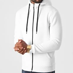 De gros 🧨 Sweat Zippé Capuche 1136 Blanc de LBO 😉