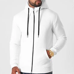 De gros 🧨 Sweat Zippé Capuche 1136 Blanc de LBO 😉 -France LBO Soldes Boutique lbo 224845 FAB SHALBO 1136 20200812T155324 03