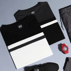 Meilleur prix 💯 Lot de 2 Tee 😍 Shirts Tricolore 1241 Gris Anthracite Blanc Noir de LBO ✨ -France LBO Soldes Boutique lbo 225832 FAB SHALBO 1241 20200827T152953 06