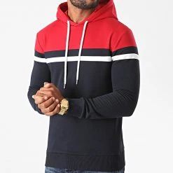 Sortie 🧨 Sweat Capuche Tricolore 1272 Rouge Blanc Bleu Marine de LBO 🔔 -France LBO Soldes Boutique lbo 225842 FAB SHALBO 1272 20200818T154153 03