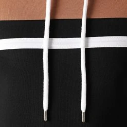 Promo 🎁 Sweat Capuche Slim Fit Tricolore 1273 Camel Blanc Noir de LBO 👍 -France LBO Soldes Boutique lbo 225843 FAB SHALBO 1273 20200901T140248 02