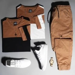 Meilleur prix ⌛ Tee Shirt Oversize A Bandes 1213 Camel Noir de LBO ✔️ -France LBO Soldes Boutique lbo 226256 FAB SHALBO 1213 20200901T083049 03