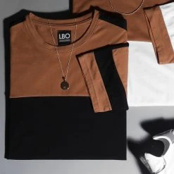 Meilleur prix ⌛ Tee Shirt Oversize A Bandes 1213 Camel Noir de LBO ✔️ -France LBO Soldes Boutique lbo 226256 FAB SHALBO 1213 20200901T083051 04