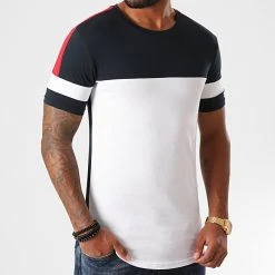 Remise 💯 Tee Shirt Oversize A Bandes 1214 Bleu Marine Rouge Blanc de LBO 👍 -France LBO Soldes Boutique lbo 226257 FAB SHALBO 1214 20200901T152212 03