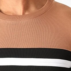 Le moins cher 😉 Sweat Crewneck Slim Fit Tricolore 1302 Camel Blanc Noir de LBO ✔️ -France LBO Soldes Boutique lbo 226261 FAB SHALBO 1302 20200922T163743 02
