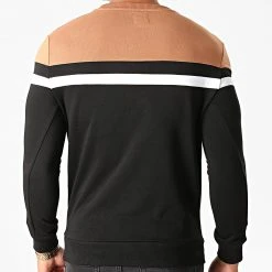 Le moins cher 😉 Sweat Crewneck Slim Fit Tricolore 1302 Camel Blanc Noir de LBO ✔️ -France LBO Soldes Boutique lbo 226261 FAB SHALBO 1302 20200922T163749 04