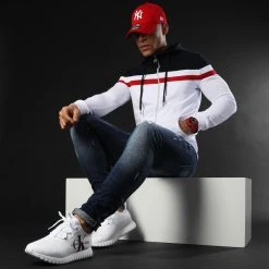 Acheter 🤩 Sweat Capuche Zippé Tricolore 1314 Bleu Marine Rouge Blanc de LBO ✨ -France LBO Soldes Boutique lbo 226288 FAB SHALBO 1314 20201203T152313 05