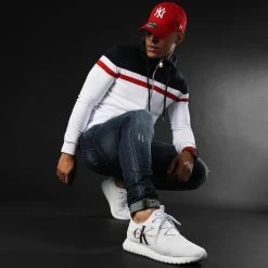 Acheter 🤩 Sweat Capuche Zippé Tricolore 1314 Bleu Marine Rouge Blanc de LBO ✨ -France LBO Soldes Boutique lbo 226288 FAB SHALBO 1314 20201203T152314 06