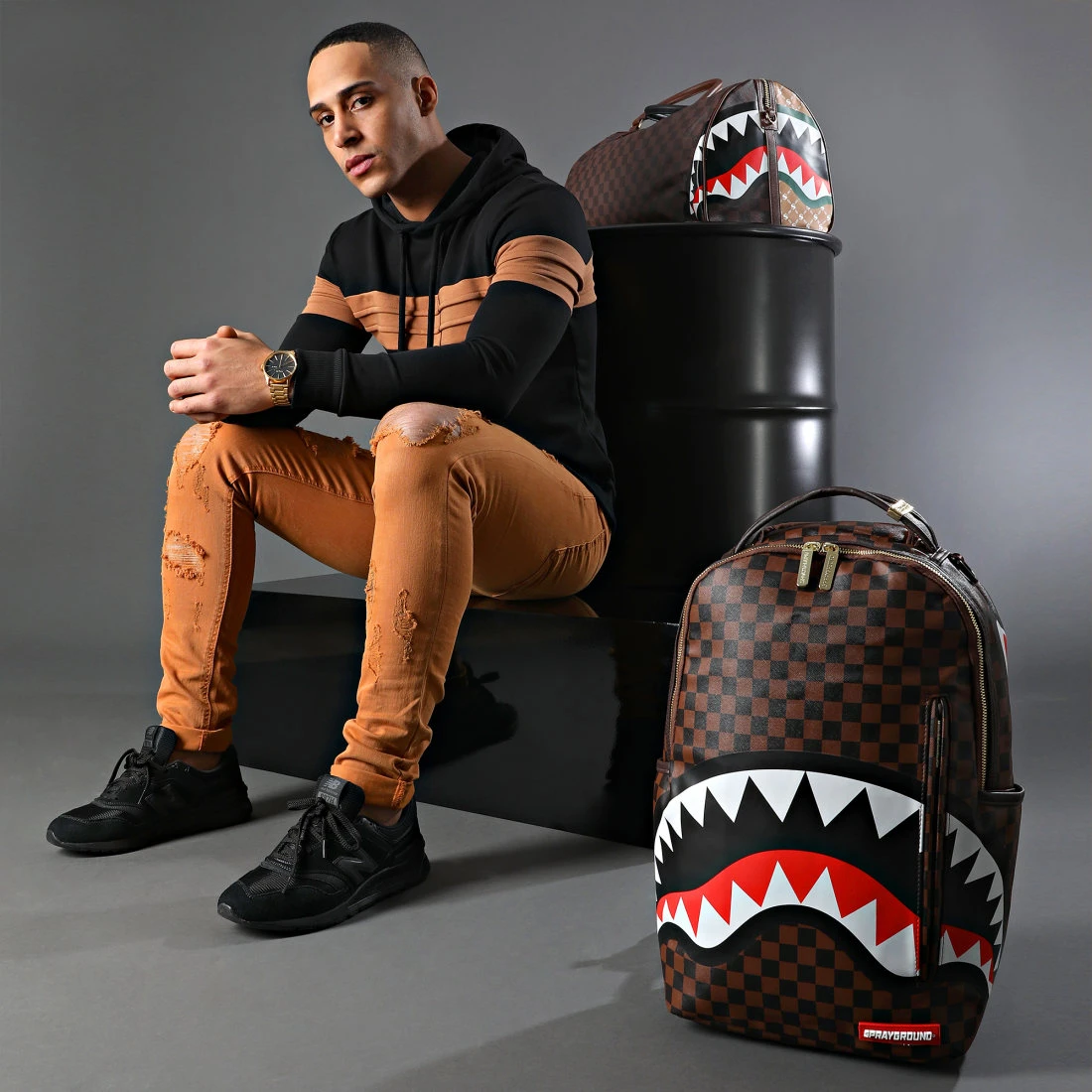 Nouveau 😀 Sweat Capuche Bicolore 1293 Noir Camel de LBO ⌛ 8 Nouveau 😀 Sweat Capuche Bicolore 1293 Noir Camel de LBO ⌛ – Image 6