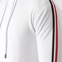 Meilleur prix 😉 Sweat Capuche Avec Bandes Bleu Blanc Rouge 1300 Blanc de LBO 🔥 -France LBO Soldes Boutique lbo 226647 FAB SHALBO 1300 20200910T100138 02