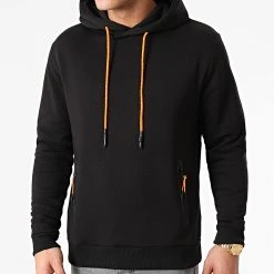 Le moins cher 😉 Sweat Capuche Details Tech Orange 1208 Noir de LBO ⭐