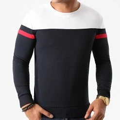 Meilleure vente ✔️ Sweat Crewneck Tricolore 1303 Bleu Marine Blanc Rouge de LBO 🔥