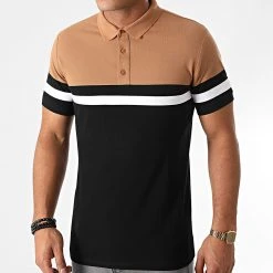 Meilleur prix ❤️ Polo Manches Courtes Piqué Tricolore 1398 Camel Blanc Noir de LBO 🥰 -France LBO Soldes Boutique lbo 230681 FAB SHALBO 1398 20201020T094744 01