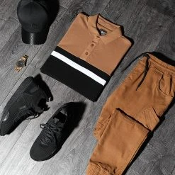 Meilleur prix ❤️ Polo Manches Courtes Piqué Tricolore 1398 Camel Blanc Noir de LBO 🥰 -France LBO Soldes Boutique lbo 230681 FAB SHALBO 1398 20201027T153025 05