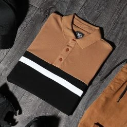 Meilleur prix ❤️ Polo Manches Courtes Piqué Tricolore 1398 Camel Blanc Noir de LBO 🥰 -France LBO Soldes Boutique lbo 230681 FAB SHALBO 1398 20201027T153027 06