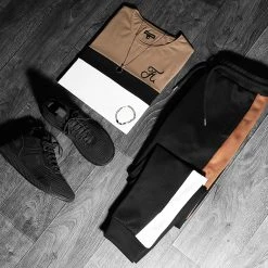 De gros ⭐ Pantalon Jogging A Bandes Poly 1333 Noir Blanc Camel de LBO ✔️ -France LBO Soldes Boutique lbo 232303 FAB SHALBO 1333 20201103T114005 05