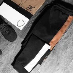 De gros ⭐ Pantalon Jogging A Bandes Poly 1333 Noir Blanc Camel de LBO ✔️ -France LBO Soldes Boutique lbo 232303 FAB SHALBO 1333 20201103T114013 06