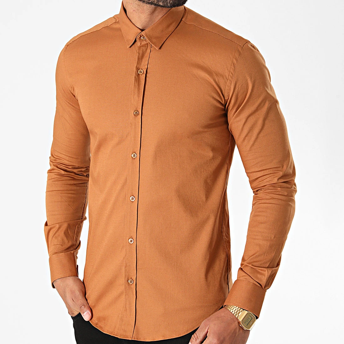 De gros 🛒 Chemise Manches Longues Slim Fit 1411 Camel de LBO 👏 3 De gros 🛒 Chemise Manches Longues Slim Fit 1411 Camel de LBO 👏