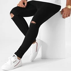 Le moins cher 🥰 Jean Super Skinny Fit Destroy 1417 Noir de LBO ⌛ -France LBO Soldes Boutique lbo 233626 FAB SHALBO 1417 20201023T080101 02