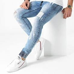 Coupon 😀 Jogger Pant Skinny 🥰 Jeans Avec Dechirures LB054J Denim Bleu Medium de LBO ⌛ -France LBO Soldes Boutique lbo 234438 FAB LBO LB054J MEDIUMBLUEDENIM 20201113T143200 03