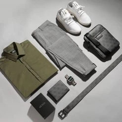 Tout neuf ✨ Chemise Manches Longues Slim Fit 1421 Vert Kaki de LBO ✔️ -France LBO Soldes Boutique lbo 235055 FAB SHALBO 1421 20210506T152323 05