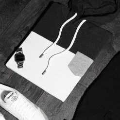 Bon marché ❤️ Sweat Capuche A Poche 1384 Gris Anthracite Blanc de LBO 😍 -France LBO Soldes Boutique lbo 235910 FAB SHALBO 1384 20201103T093023 04