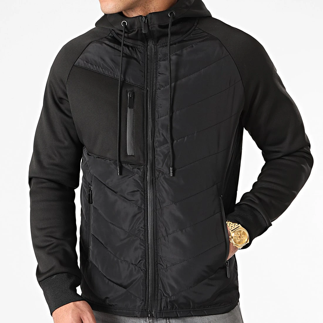 Coupon ⭐ Veste Zippée Capuche Bimatière 0003 Noir de LBO ✔️ 5 Coupon ⭐ Veste Zippée Capuche Bimatière 0003 Noir de LBO ✔️ – Image 3