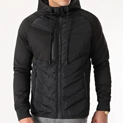 Coupon ⭐ Veste Zippée Capuche Bimatière 0003 Noir de LBO ✔️