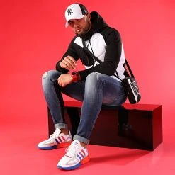 Promo 💯 Veste Zippée Capuche Bimatière 0004 Blanc Noir de LBO 👍 -France LBO Soldes Boutique lbo 236465 FAB 1070574 0004 20201216T143251 05