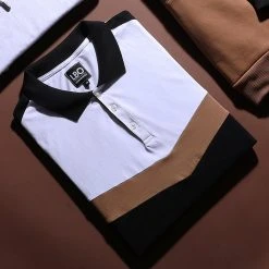 Meilleure affaire 🎉 Polo Manches Courtes Tricolore 1389 Noir Blanc Camel de LBO 🎉 -France LBO Soldes Boutique lbo 238035 FAB SHALBO 1389 20201123T102840 06