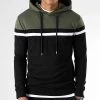 Budget ⭐ Sweat Capuche Slim Fit Tricolore 1435 Vert Kaki Noir de LBO ✨ -France LBO Soldes Boutique lbo 239050 SHALBO 1435 20221003T145801 01