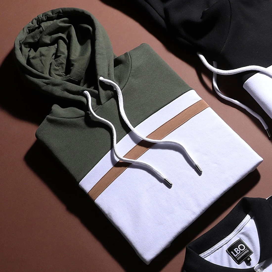 Offres 🎁 Sweat Capuche Slim Fit Tricolore 1436 Vert Kaki Blanc de LBO 🎁 8 Offres 🎁 Sweat Capuche Slim Fit Tricolore 1436 Vert Kaki Blanc de LBO 🎁 – Image 6