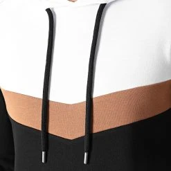 Tout neuf 👍 Sweat Capuche Oversize Tricolore Retro 1388 Noir Blanc Camel de LBO ⌛ -France LBO Soldes Boutique lbo 239649 FAB SHALBO 1388 20201116T145847 02