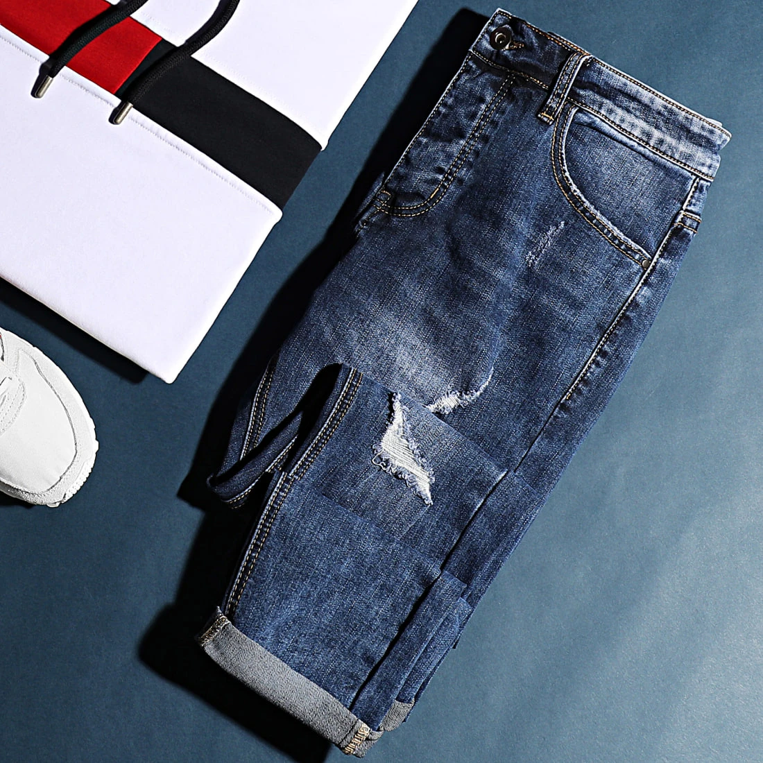 Top 10 ⭐ Jean Skinny Avec Déchirures LBOJG5 Bleu Denim 🔥 6 Top 10 ⭐ Jean Skinny Avec Déchirures LBOJG5 Bleu Denim 🔥 – Image 4