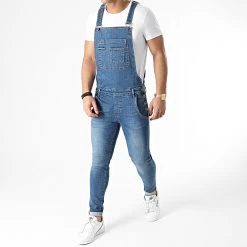 Tout neuf ⭐ Salopette en Jean Slim 1457 Bleu Medium Denim de LBO 👏 -France LBO Soldes Boutique lbo 241096 FAB SHALBO 1457 20201203T152042 03