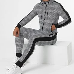 Le moins cher ⌛ Ensemble Jogging A Carreaux Avec Bandes 0020 Gris de LBO ⌛