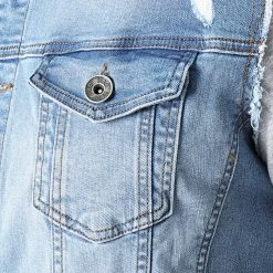 Remise 😉 Veste Jean A Capuche 1459 Bleu Denim Gris de LBO 🛒 -France LBO Soldes Boutique lbo 243531 FAB SHALBO 1459 20201209T142549 02