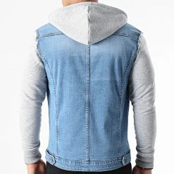 Remise 😉 Veste Jean A Capuche 1459 Bleu Denim Gris de LBO 🛒 -France LBO Soldes Boutique lbo 243531 FAB SHALBO 1459 20201209T142552 04