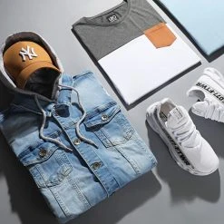 Remise 😉 Veste Jean A Capuche 1459 Bleu Denim Gris de LBO 🛒 -France LBO Soldes Boutique lbo 243531 FAB SHALBO 1459 TPDT 20210730T092445 06