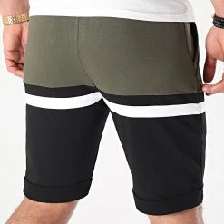 Meilleure vente 🔥 Short Jogging Tricolore 1502 Kaki Blanc Noir de LBO 👏 -France LBO Soldes Boutique lbo 247253 FAB SHALBO 1502 20210219T082818 04