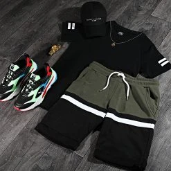 Meilleure vente 🔥 Short Jogging Tricolore 1502 Kaki Blanc Noir de LBO 👏 -France LBO Soldes Boutique lbo 247253 FAB SHALBO 1502 20210308T073233 05