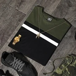 Budget ❤️ Tee 🤩 Shirt Tricolore 1543 Kaki Blanc Noir de LBO 🤩 -France LBO Soldes Boutique lbo 248903 FAB SHALBO 1543 20210330T084206 04